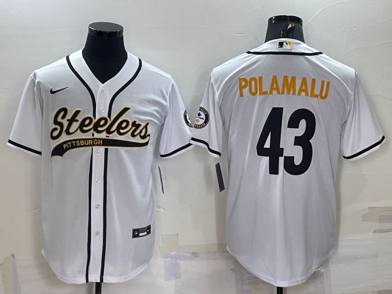 Men Pittsburgh Steelers #43 Polamalu White 2022 Nike Co branded NFL Jerseys1